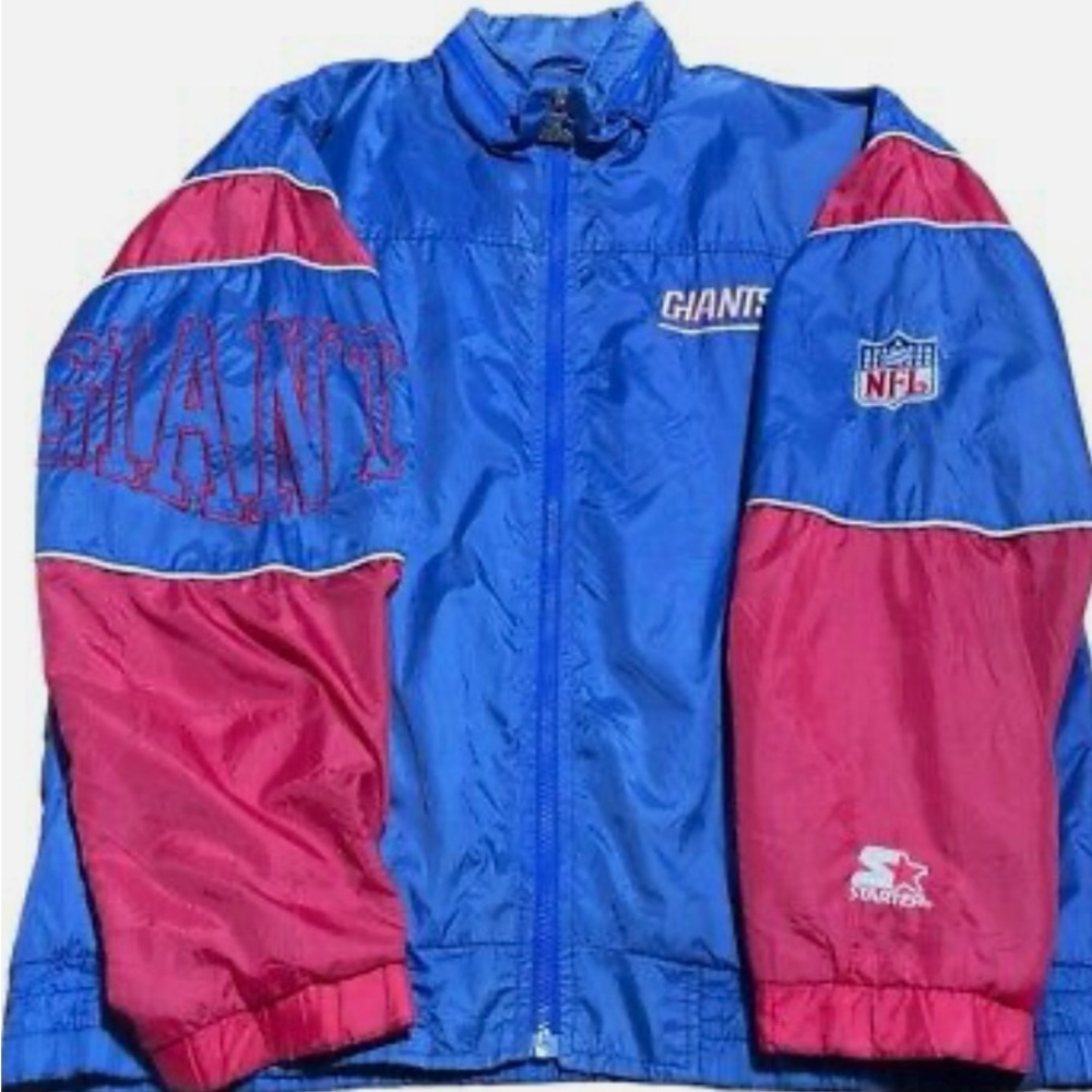 NFL STARTER Blue and Red NY GIANTS Windbreaker Jacket